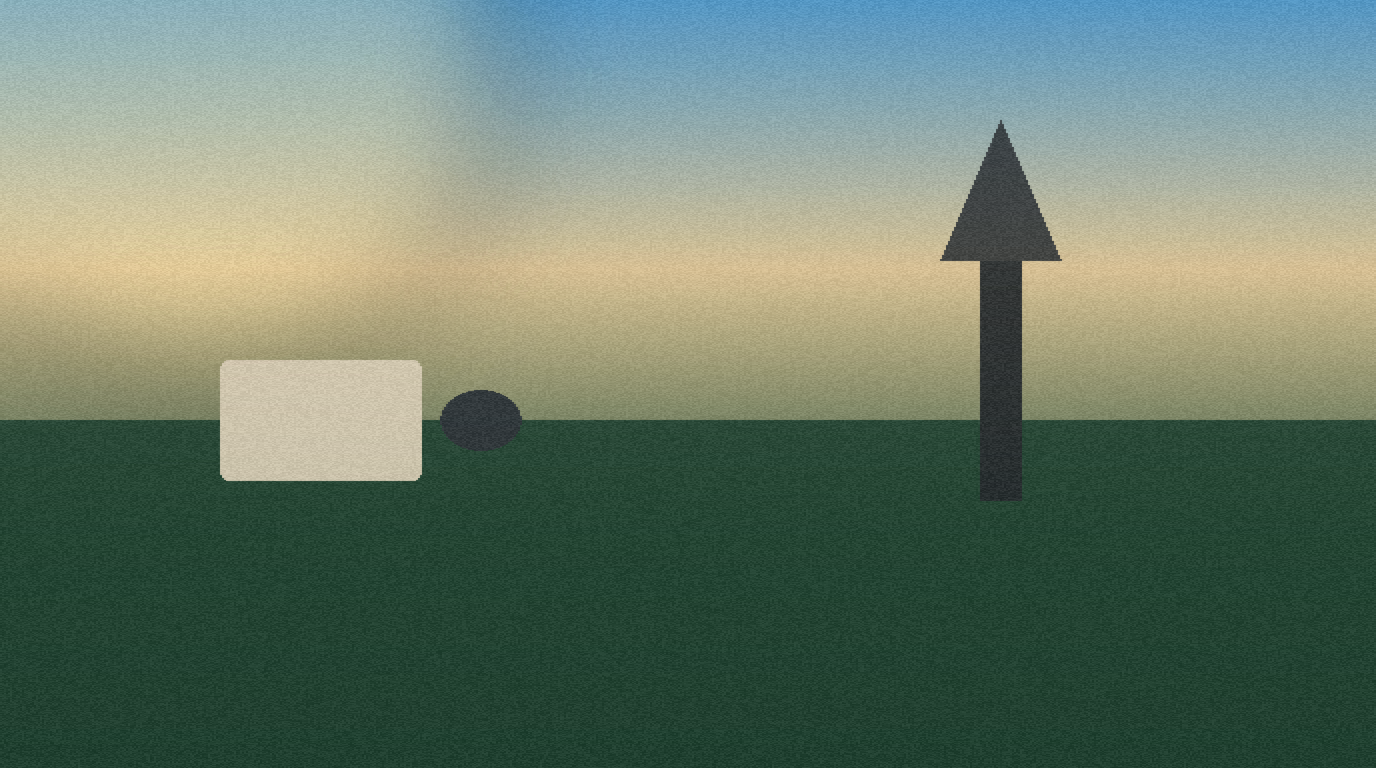 Gulf Coast marsh horizon with a small home dish and distant launch-pad silhouette
