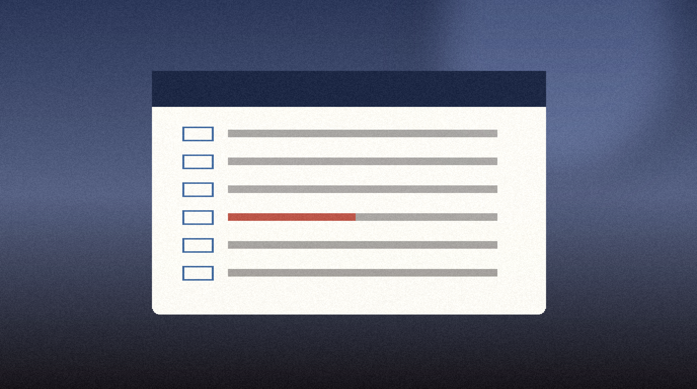 Checklist invoice card with fee line items highlighted on a muted editorial desk scene